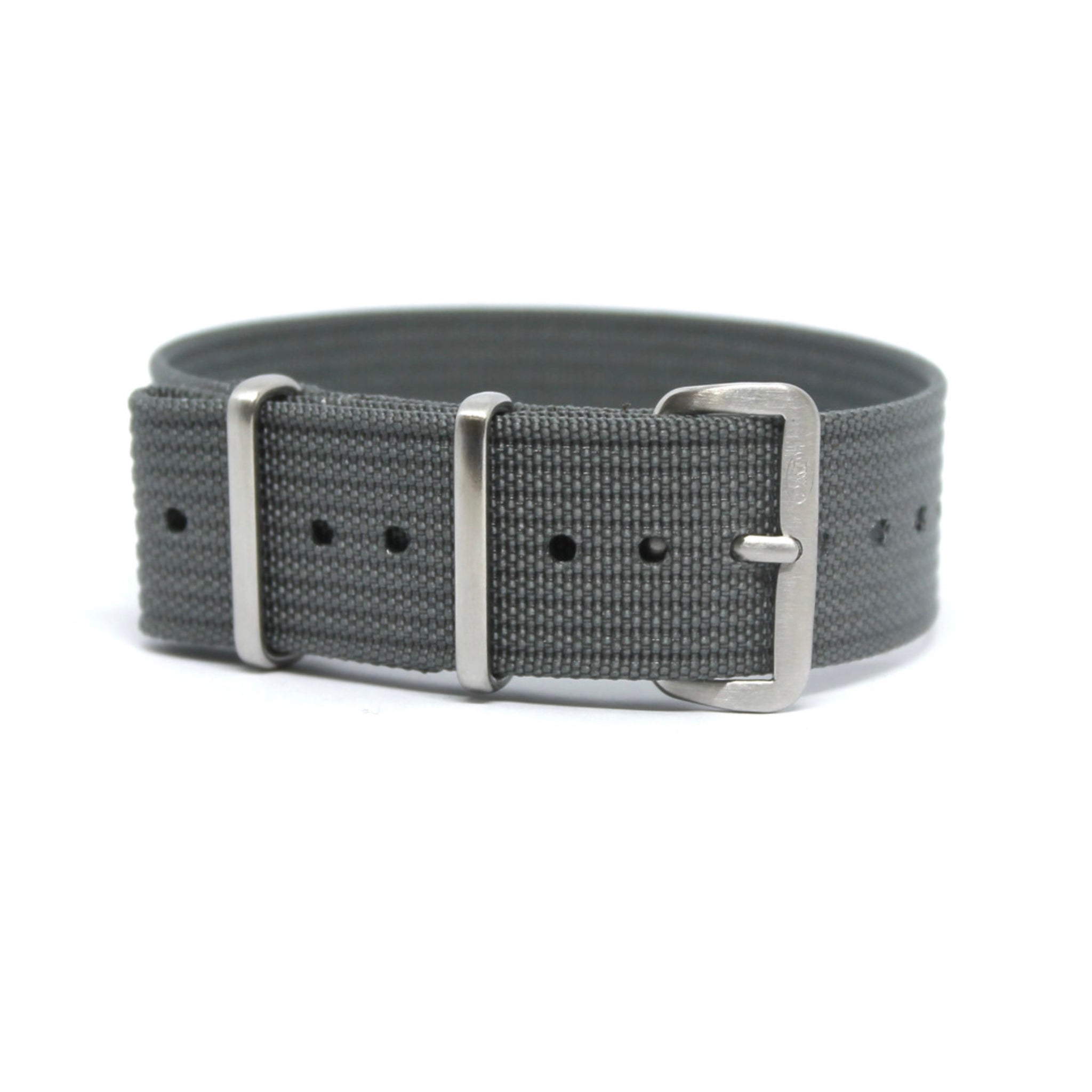 CWC Single Pass Ribbed Strap - Hercules Grey with Silver Buckle