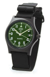 CWC GS Sapphire Military Green Watch, Black Case with Green Dial