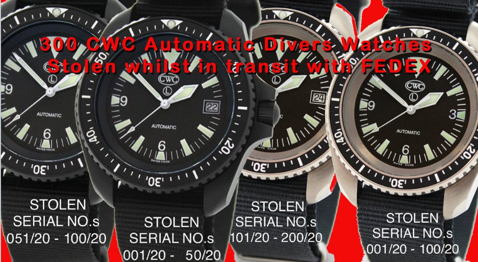 Updated serial numbers of watches stolen whilst in the care of FEDEX