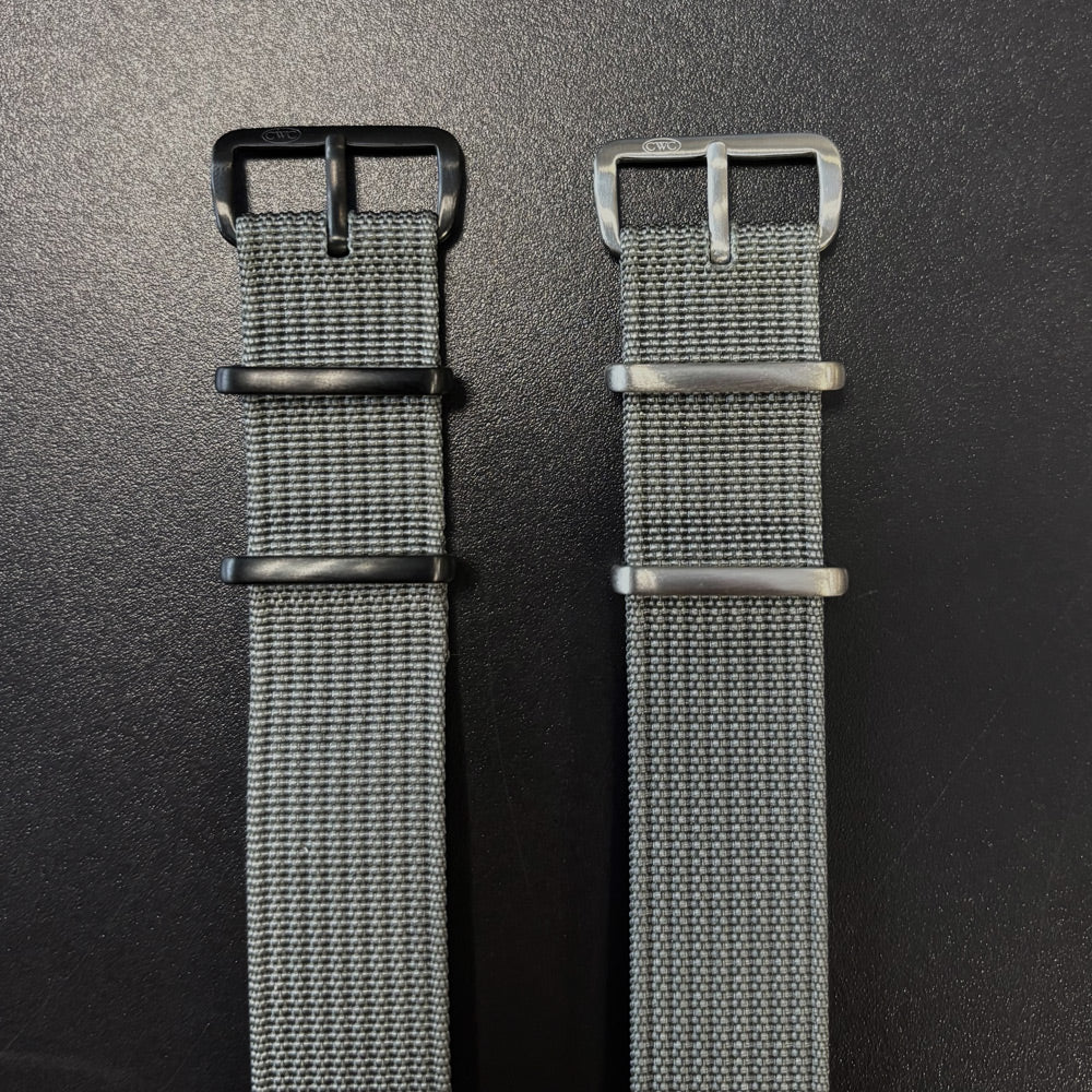 CWC Single Pass Ribbed Strap - Grey with Black Buckle and Grey with Silver Buckle