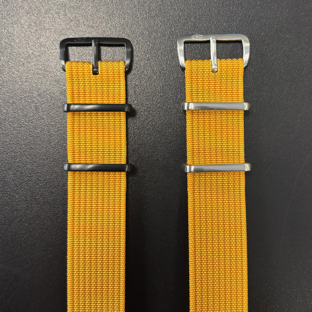 CWC Single Pass Ribbed Strap - Yellow with Black Buckle and Yellow with Silver Buckle