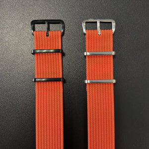 CWC Single Pass Ribbed Strap - Orange with Black Buckle and Orange with Silver Buckle