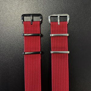 CWC Single Pass Ribbed Strap - Red with Black Buckle and Red with Silver Buckle