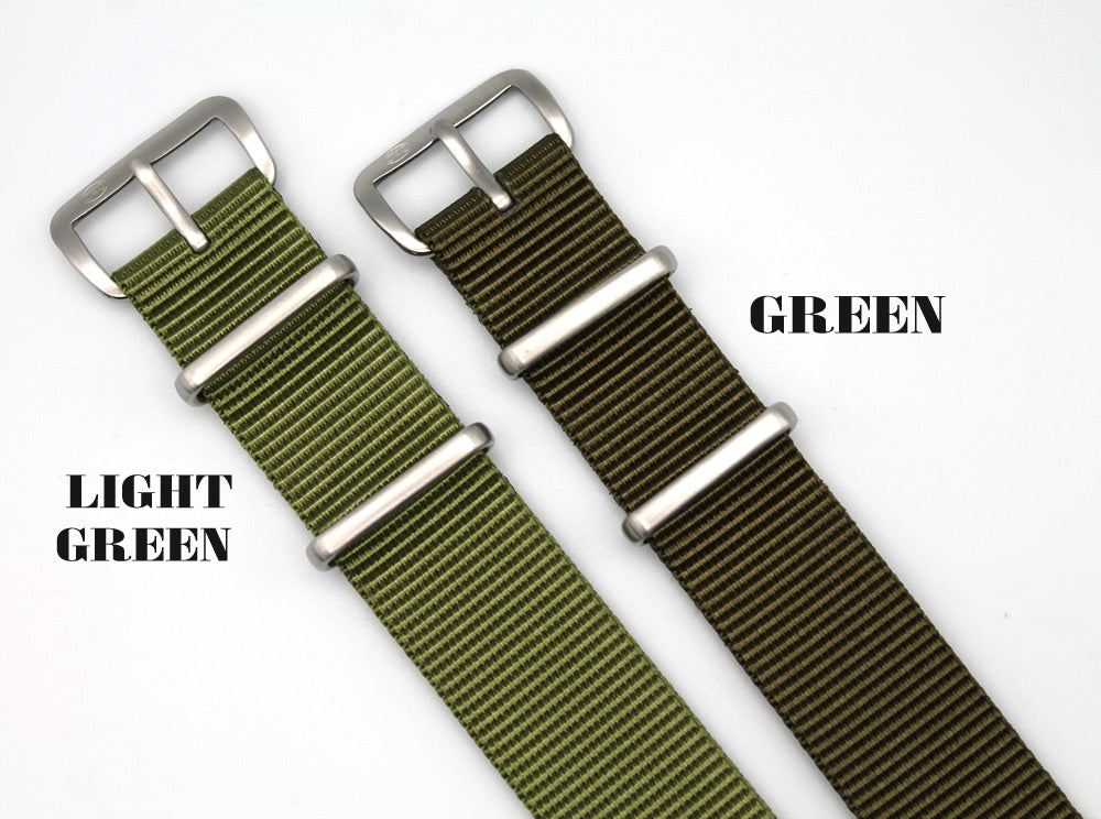 CWC British Issue Military Watch Strap - Light Green and Green comparison