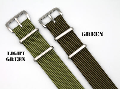 CWC British Issue Military Watch Strap - Light Green and Green comparison