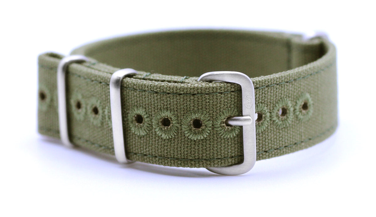 CWC Vintage Style Canvas Watch Strap - Green