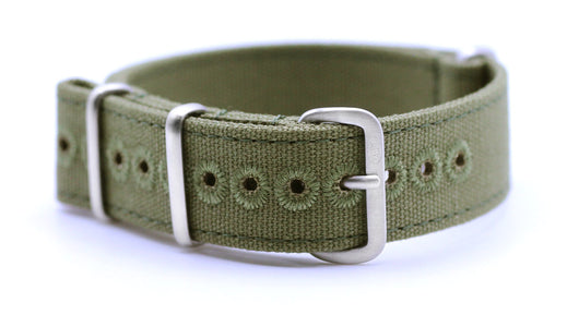 CWC Vintage Style Canvas Watch Strap - Green