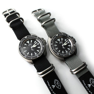 CWC Land Sea Air Watch Strap - Black and Grey, On Watches