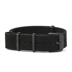 CWC NUBUCK SUEDE WATCH STRAP - BLACK WITH BLACK BUCKLE