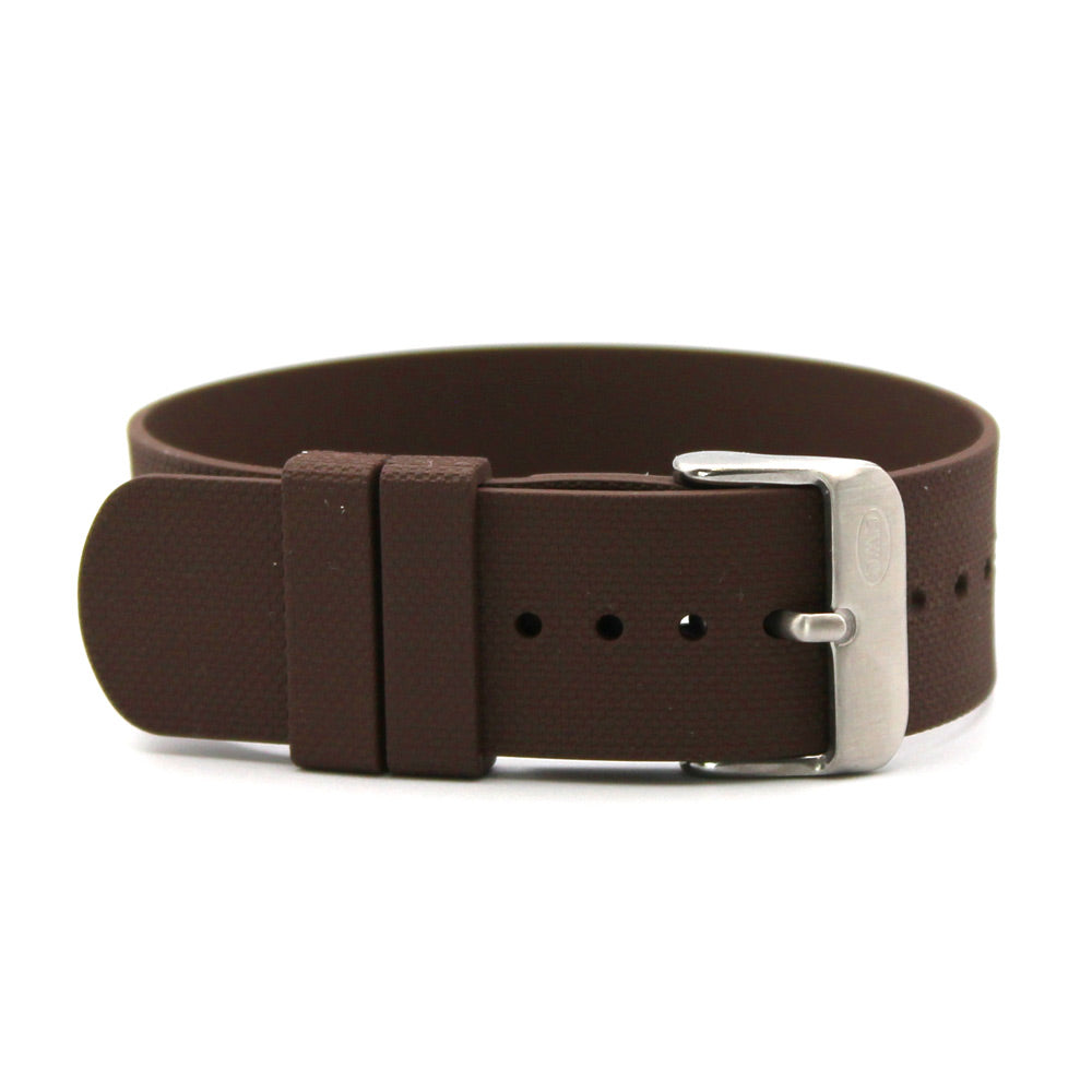CWC Rubber Strap - Brown with Silver Buckle