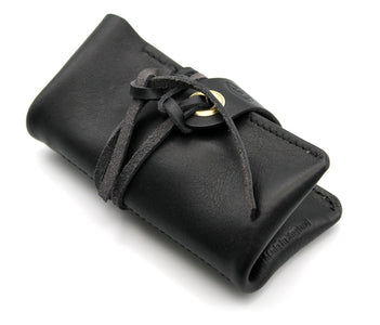CWC 2-Pocket Leather Watch Roll - Black, Rolled Up