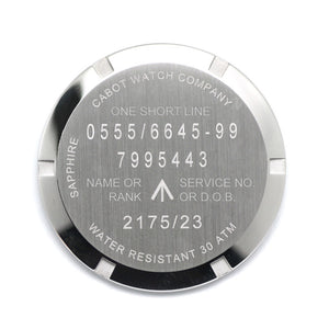 ENGRAVING FOR CASE BACK - DIVER WITH EXISTING CASE BACK