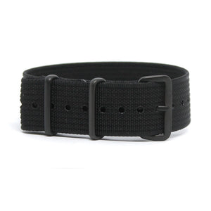 CWC Single Pass Ribbed Strap - Midnight Black with Black Buckle