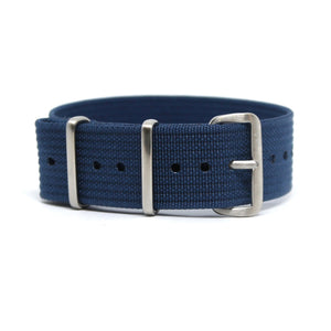CWC Single Pass Ribbed Strap - Airforce Blue with Silver Buckle