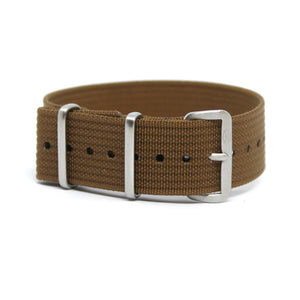 CWC Single Pass Ribbed Strap - Coyote Brown with Silver Buckle