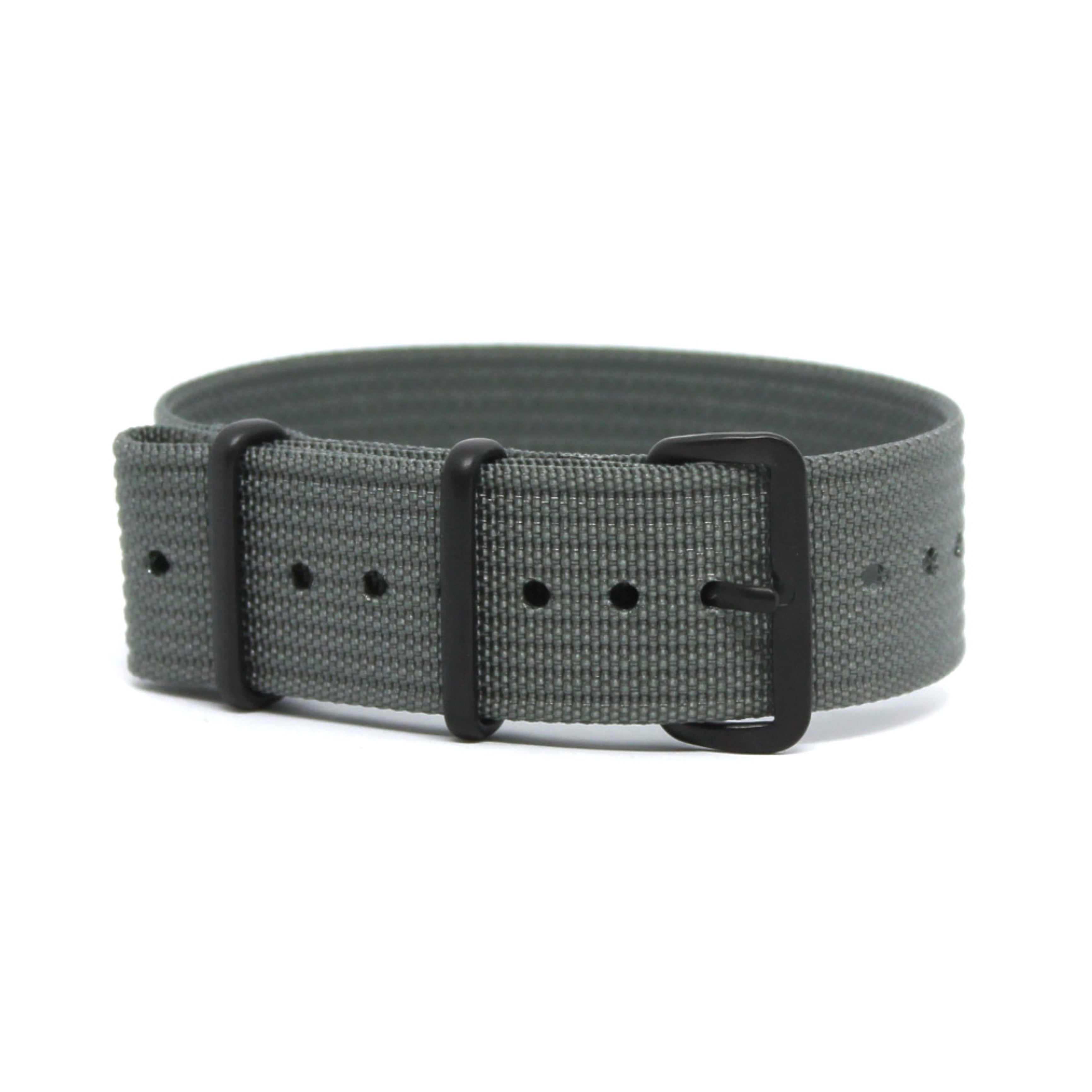 CWC Single Pass Ribbed Strap - Hercules Grey with Black Buckle