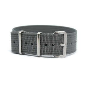 CWC Single Pass Ribbed Strap - Hercules Grey with Silver Buckle