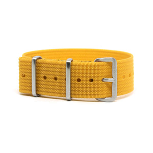 CWC Single Pass Ribbed Strap - Ochre Yellow with Silver Buckle
