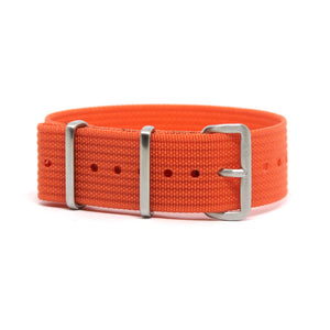 CWC Single Pass Ribbed Strap - Clockwork Orange with Silver Buckle