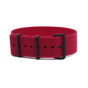 CWC Single Pass Ribbed Strap - Wine Red with Black Buckle