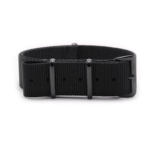 CABOT MILITARY STRAP - BLACK WITH GLOSS BLACK BUCKLE