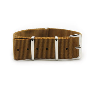 CABOT MILITARY STRAP - COYOTE WITH GLOSS SILVER BUCKLE