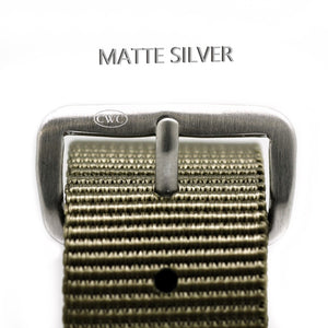 CABOT MILITARY WATCH STRAP - MATTE SILVER BUCKLE