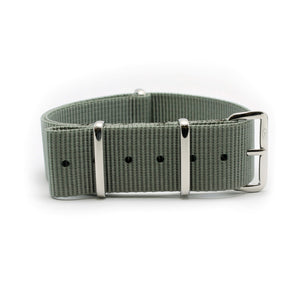 CABOT MILITARY STRAP - VINTAGE GREY WITH GLOSS SILVER BUCKLE