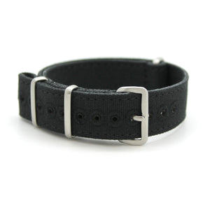 CWC Vintage Style Canvas Watch Strap - Black