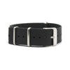 CWC WAXY LEATHER WATCH STRAP - BLACK WITH SILVER BUCKLES
