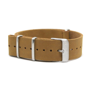CWC WAXY LEATHER WATCH STRAP - TAN WITH SILVER BUCKLES