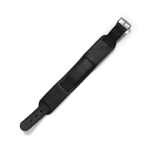 Military Leather Watch Strap with Pad - Black, 18mm