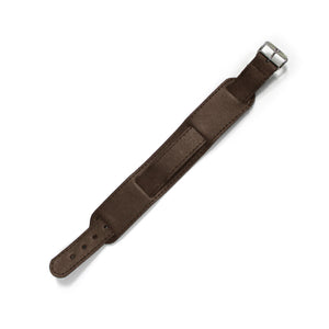 Military Leather Watch Strap with Pad - Brown, 18mm