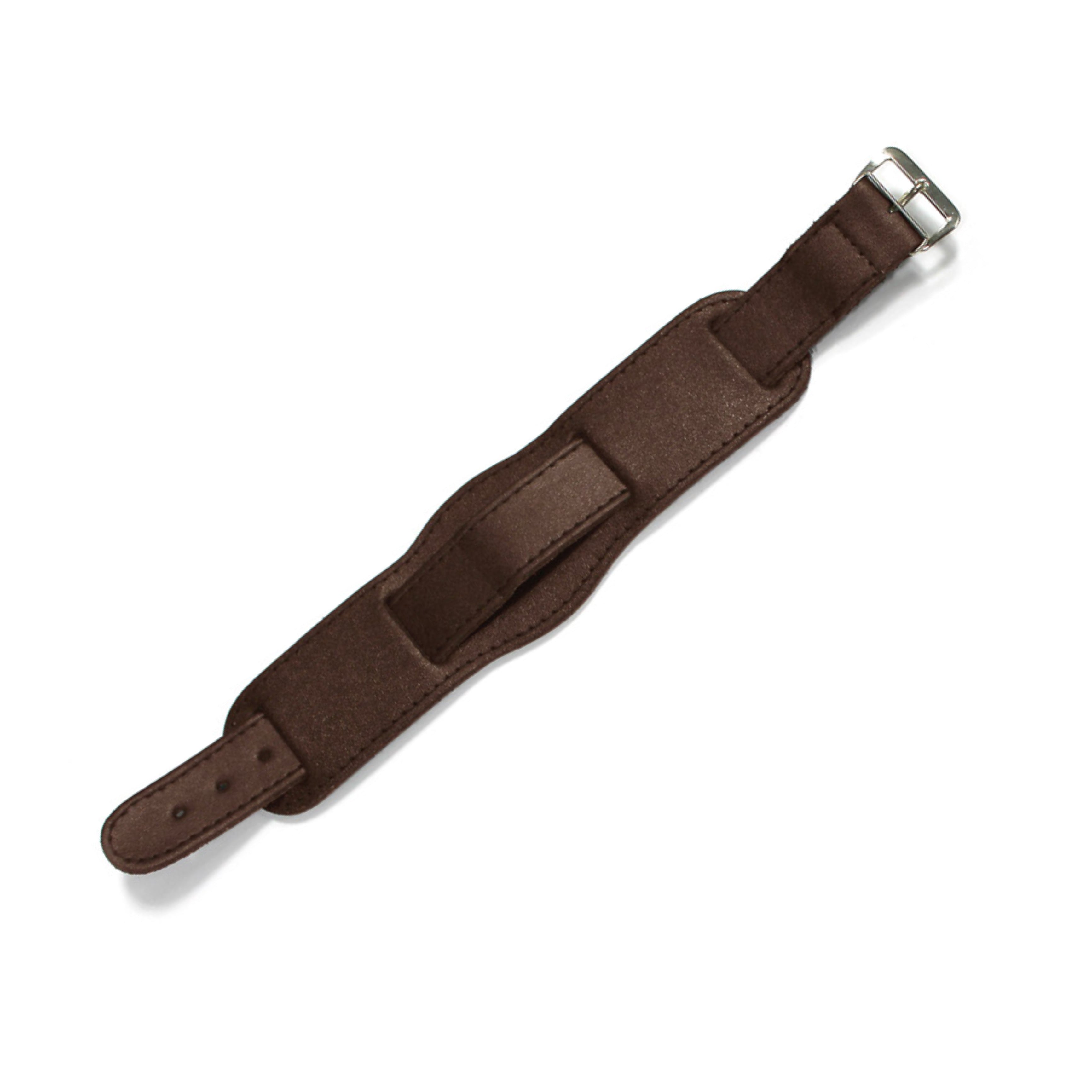 Military Leather Watch Strap with Pad - Brown, 20mm