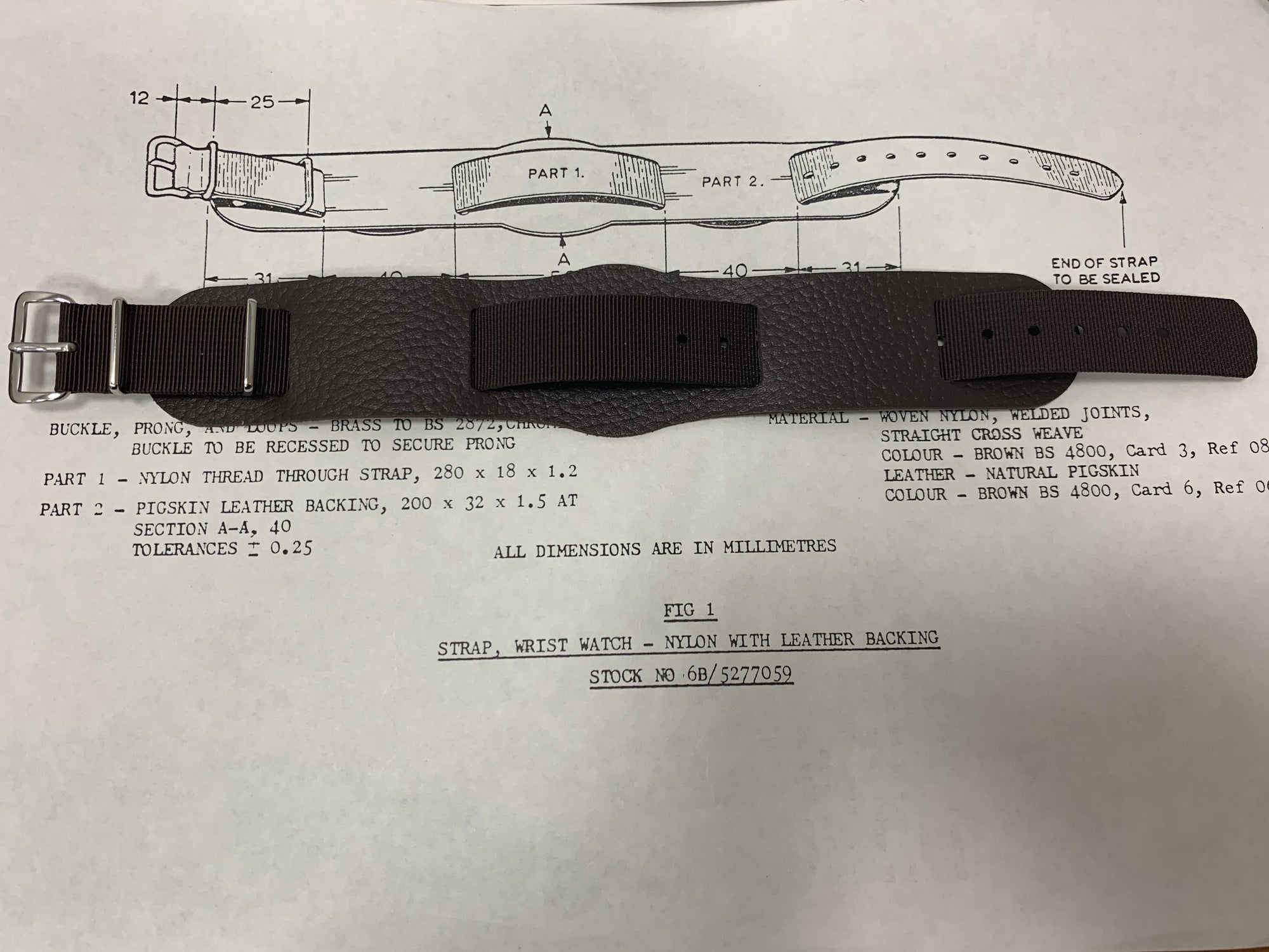 RAF-74 Leather / Nylon Watch Strap 18mm